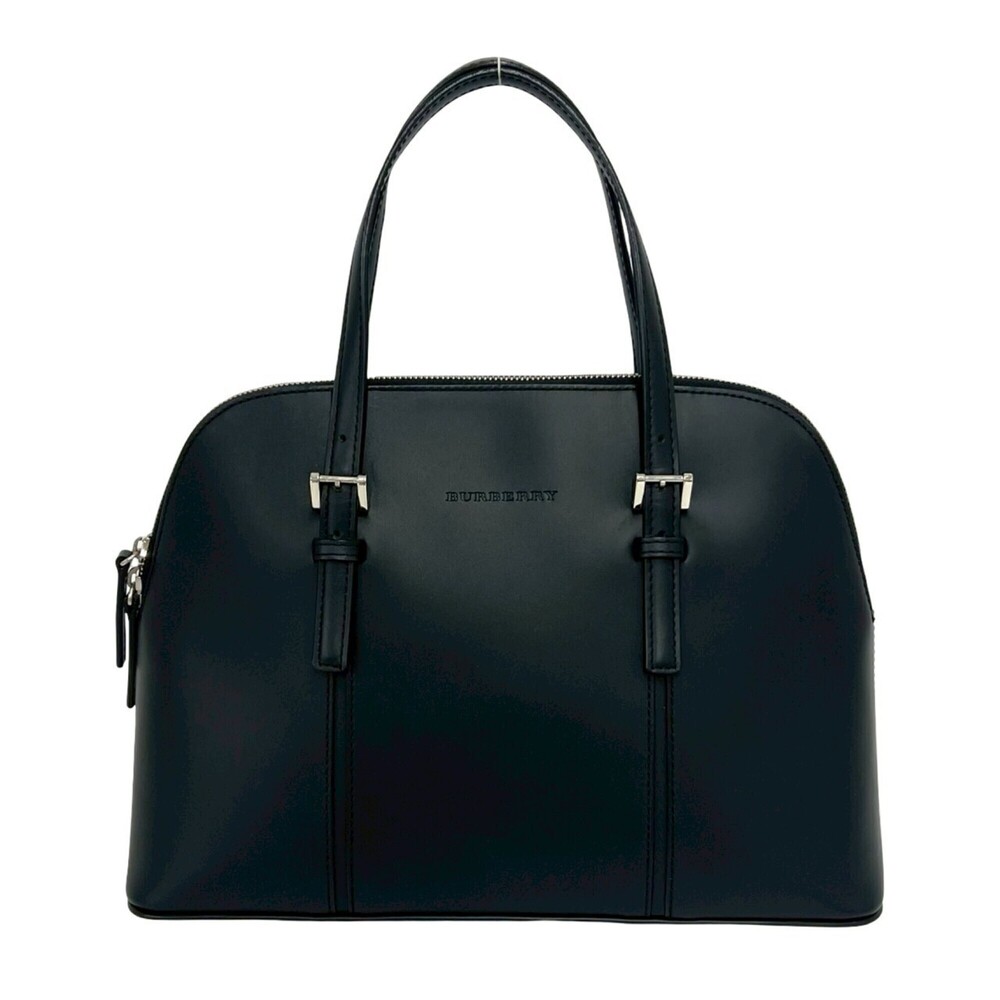 BURBERRY Logo Nova Check Leather Handbag Mini Boston Bag Black 42806